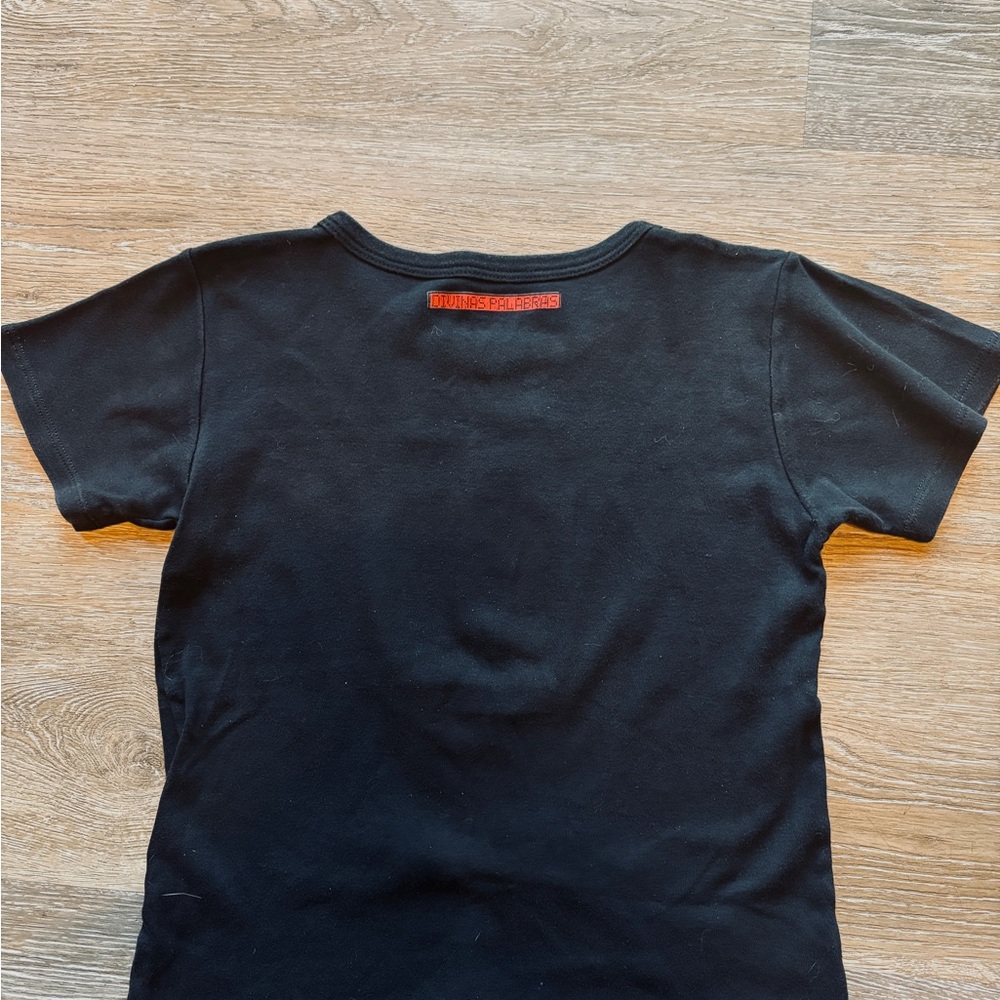Retro Vintage Y2K Geisha Art Museum Black Crewneck Baby Tee Shirt XXS - Picture 3 of 8